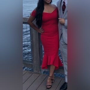 Elegant Red Ruffle Dress